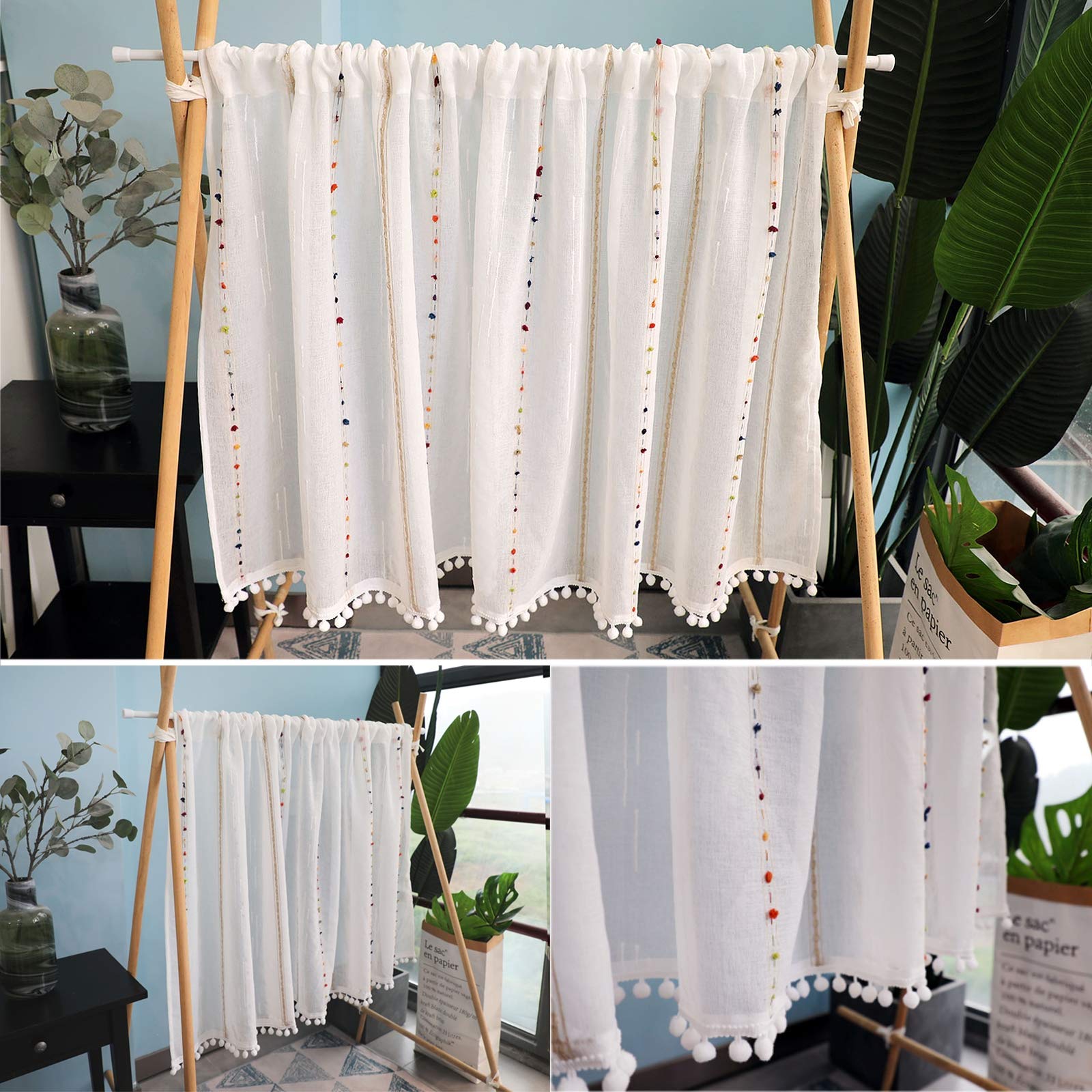 Prosta i wszechstronna krótka zasłona, mała zasłona okienna do kawiarni, łazienki, pralni, sypialni, pasuje do wszystkiego w domu, prosta i praktyczna, B, 140 x 100 cm