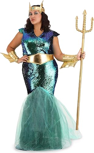 Miniatura 2 de Disfraz de sirena de reina para mujer, talla grande, Verde