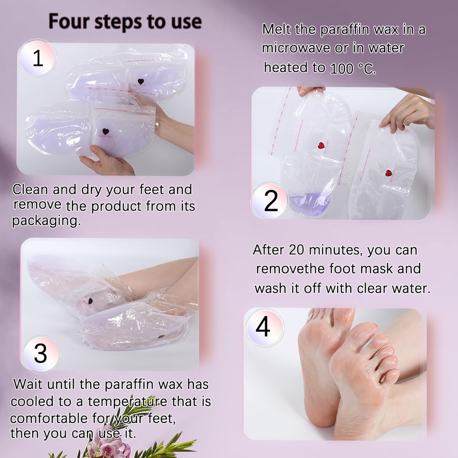 Paraffin Wax Gloves,The Paraffin Wax for Hand and Feet,Paraffin Hand & Foot Treatments and Booties Set for Intensive Hydration At Home Or Spa(Lavender) 2 Pair Hand & Foot Wax Gloves - Image 2