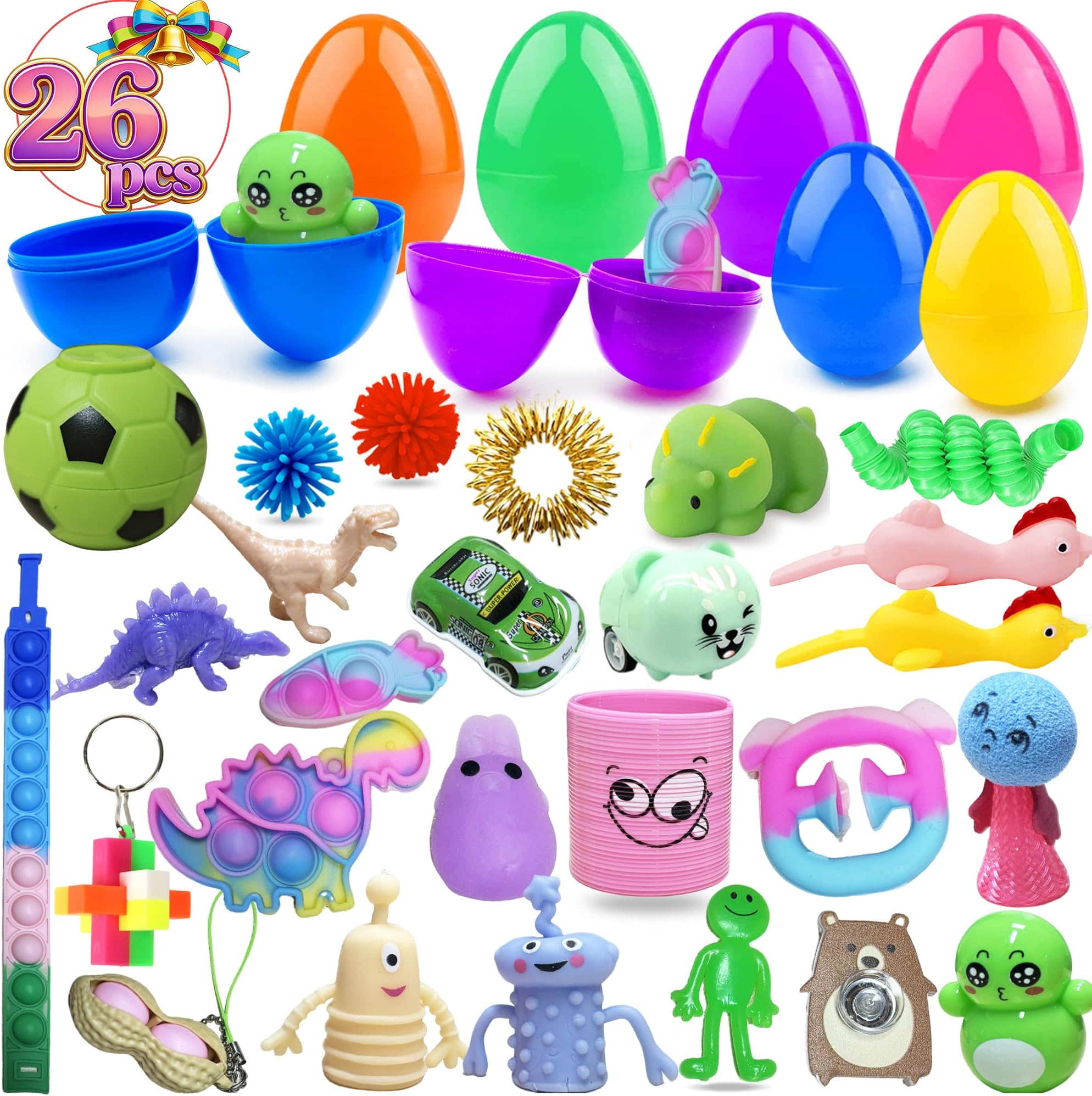 24pcs Pre-Filled Easter Eggs, Surprises Easter Eggs, Children with Gadgets, Sensory Toys, Easter Decorations, Fidget Toys Pack, Easter Egg Hunt, Easter Gifts for Children