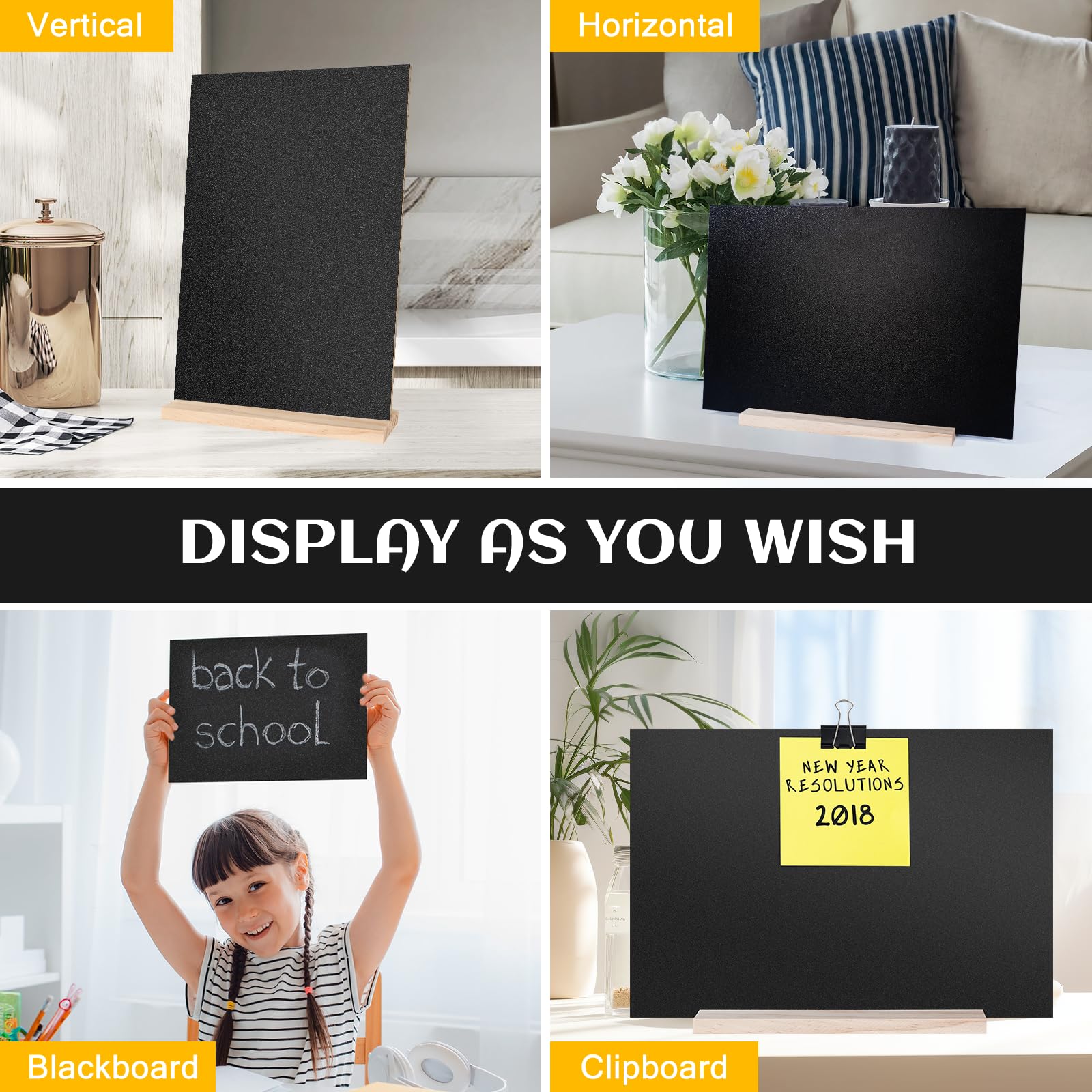 8x12 Inch Chalkboard Signs With Wood Base - 2 Pack Double Sided Message Boards