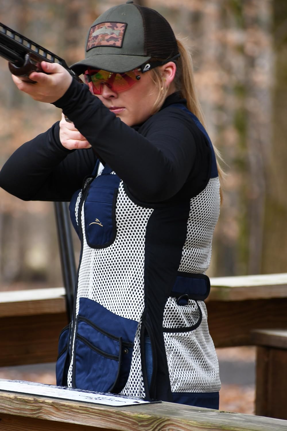 Wild Hare Shooting Gear Womens Comfort Fit Mesh Vest, Navy/Silver