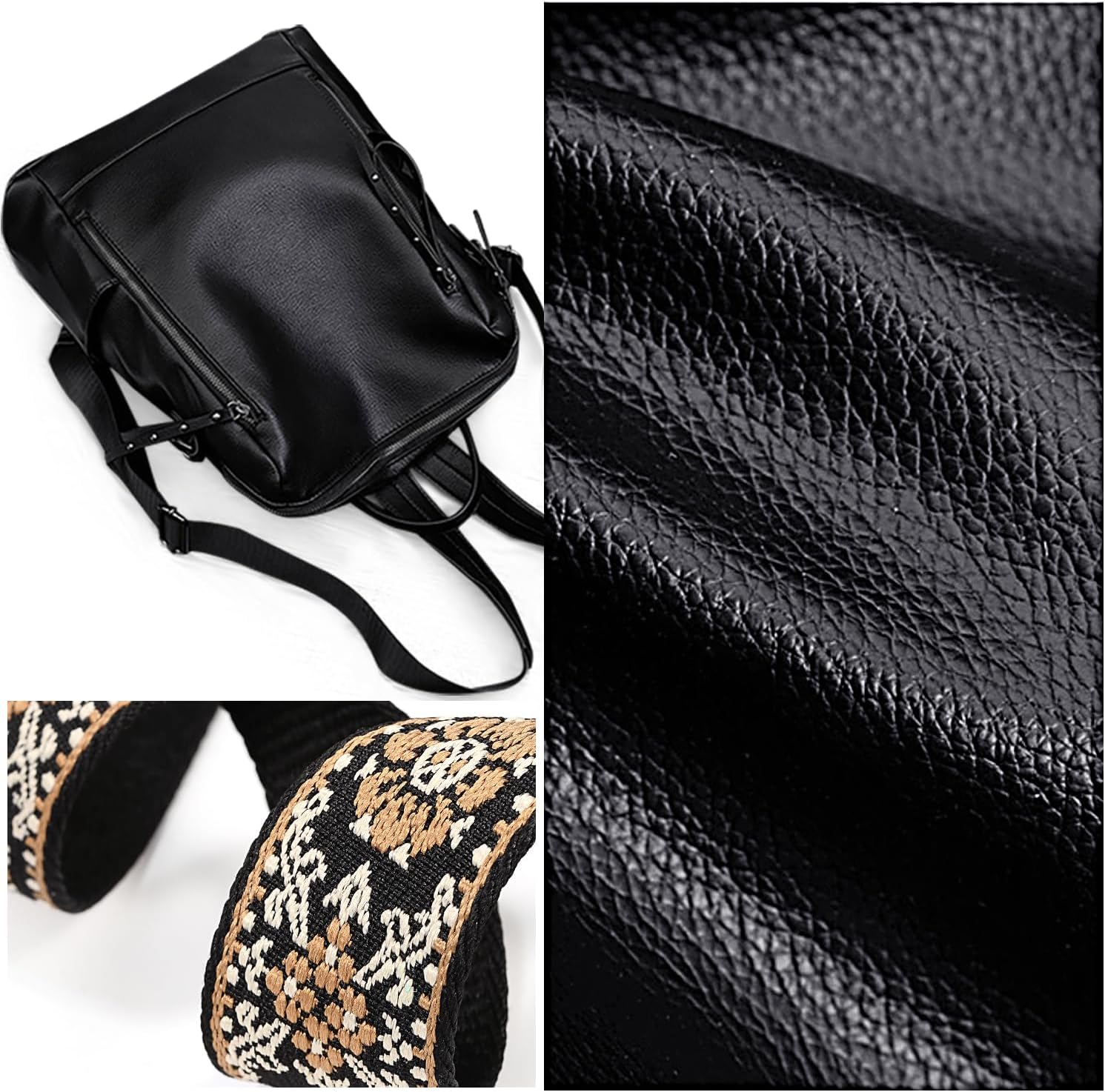 Uromee PU Leather Backpack Purse for Women Fashion Multipurpose Design Handbag Ladies Shoulder Bags Travel Backpack - Image 5