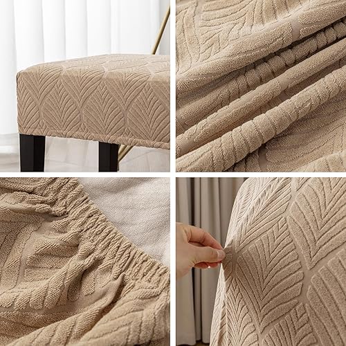 Miniatura 5 de Genina Fundas impermeables para banco de comedor, cubierta protectora de asiento de banco de jacquard elástica, funda de banco rectangular para