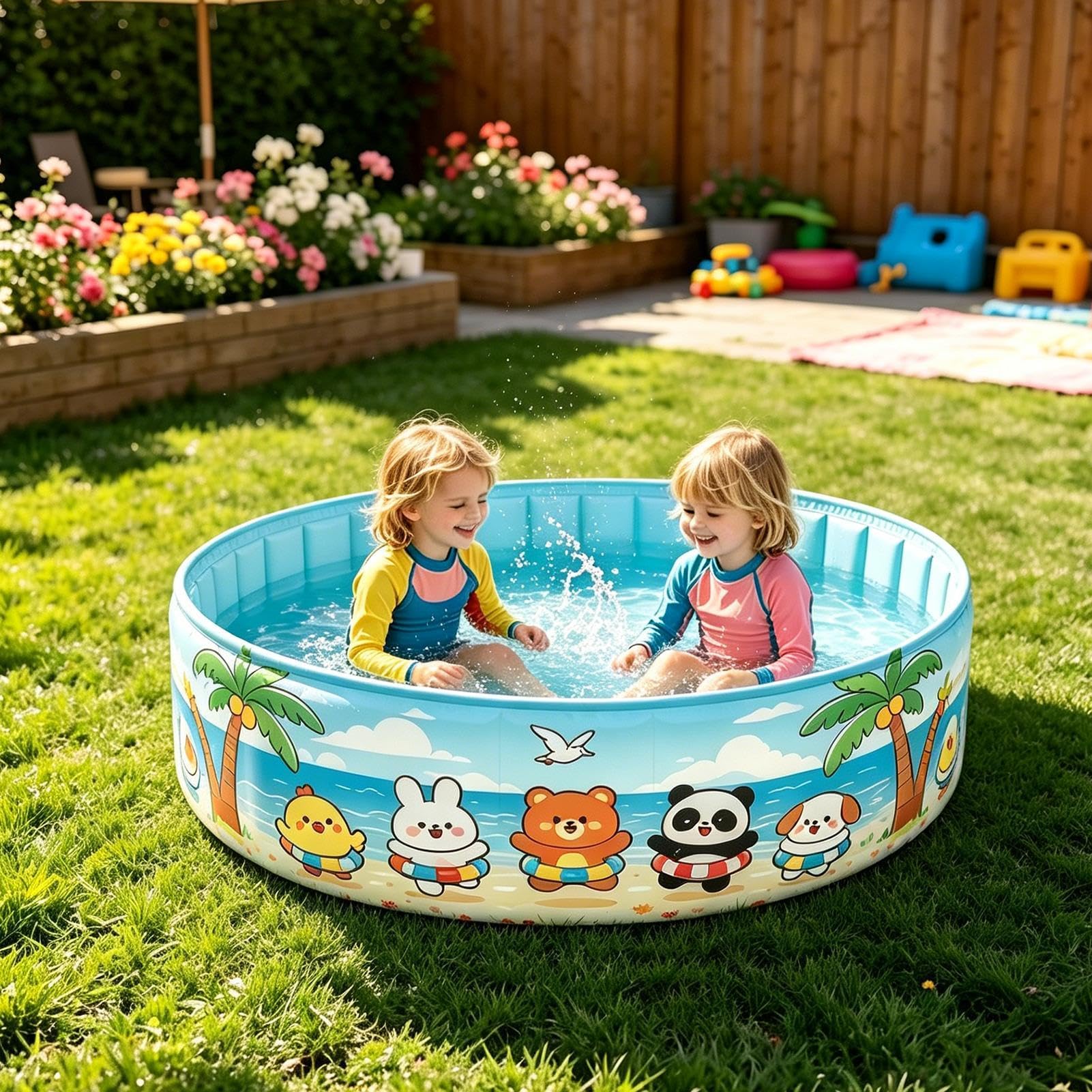 Grande Piscine pour Gonflables Ronds Pliables avec Tuyau de Vidange