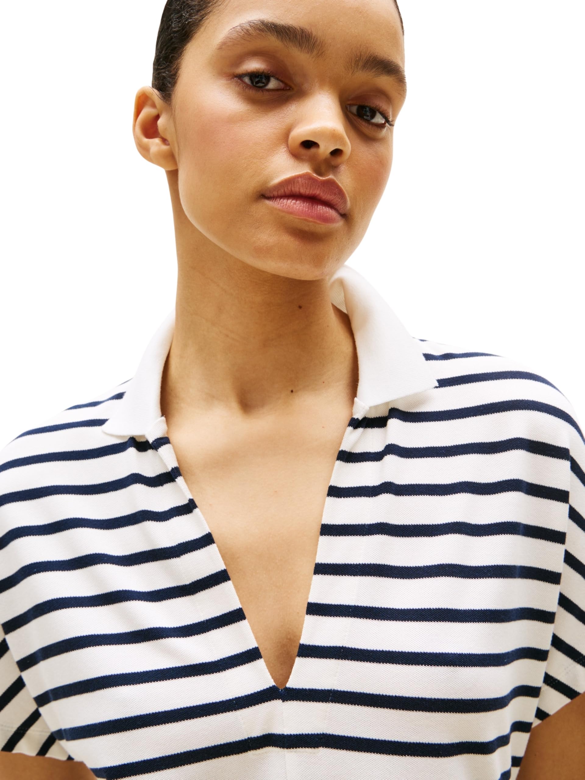 Tommy Hilfiger Donna Abito a Polo Lyocell Tipping Maniche Corte
