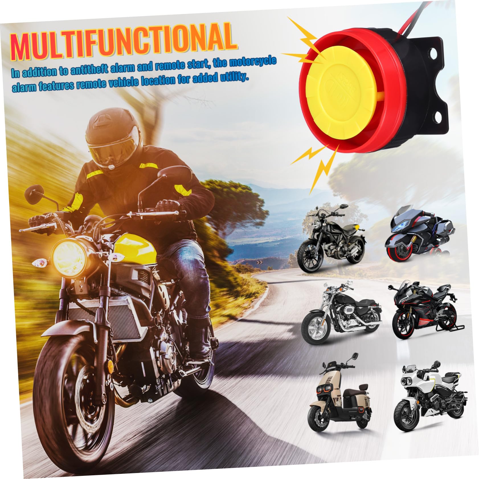 Allarme Antifurto per Moto 12v con Avvio Remoto, Set 315mhz | Abs Nero, con Batteria e Telecomando, per Scooter e Moto, Quiescente ≤3, 5ma