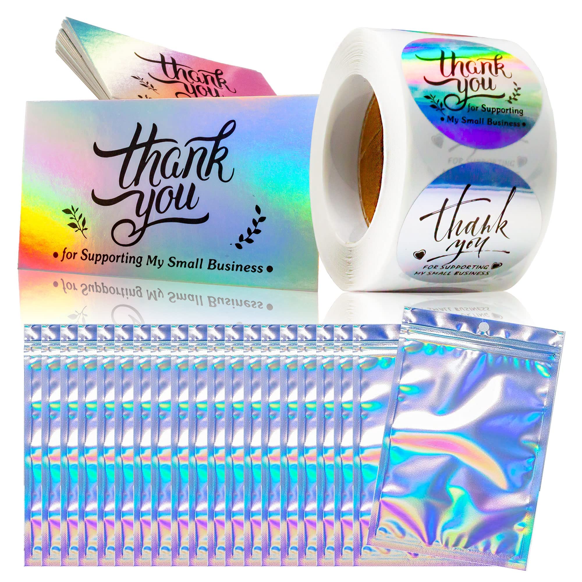 Business Cards 620-Piece Thank You Stickers & Cards Set - Holographic Labels For Small Business Packaging & Gifts Business Cards 620-Piece Thank You Stickers & Cards Set - Holographic Labels For Small Business Packaging & Gifts