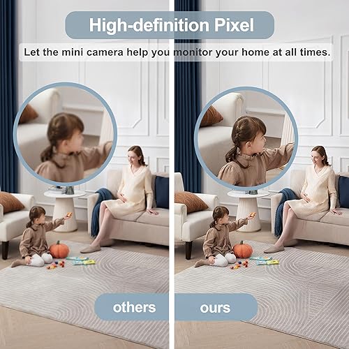 Miniatura 8 de ZHENHAN Mini cámara inalámbrica de seguridad para interiores con visión nocturna, detección de movimiento, almacenamiento dual (nubeSD), control de