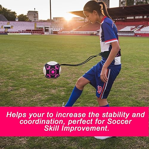 Vista 12 de Coolrunner Entrenador de cinturón de fútbol - Ayuda de práctica para niños, se adapta a pelotas de tamaño 3, 4 y 5 Negro