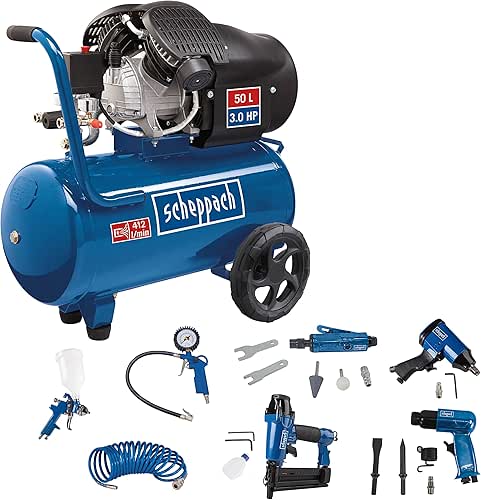 Scheppach Compresseur bicylindre professionnel HC55DC | 50L |Lubrifié | 10bar
