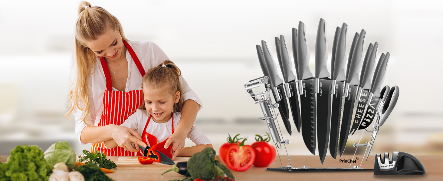 Amazon.com: PrinChef Knife Set, 19 Pcs Rust Proof Knives Set for