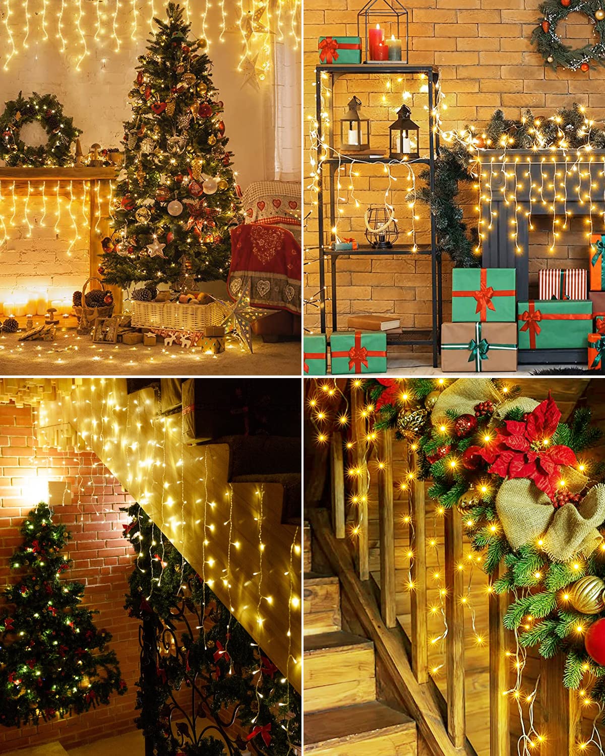 Luci Natalizie A Cascata 14M 360 LED - Impermeabili IP44 Con Timer E 8 Modalità Per Esterni - Foto 4