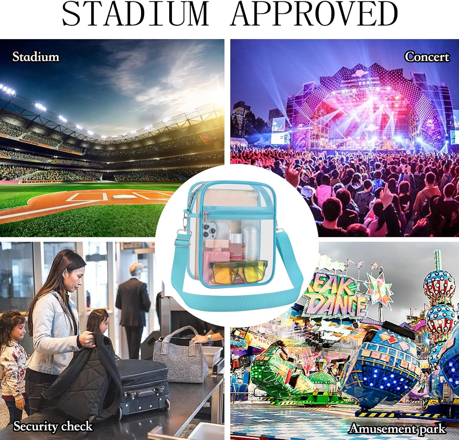 USPECLARE Clear Purse Stadium Transparent Messenger Bag Stadium Approved for Men and Women Clear CrossBody Bag - Image 6