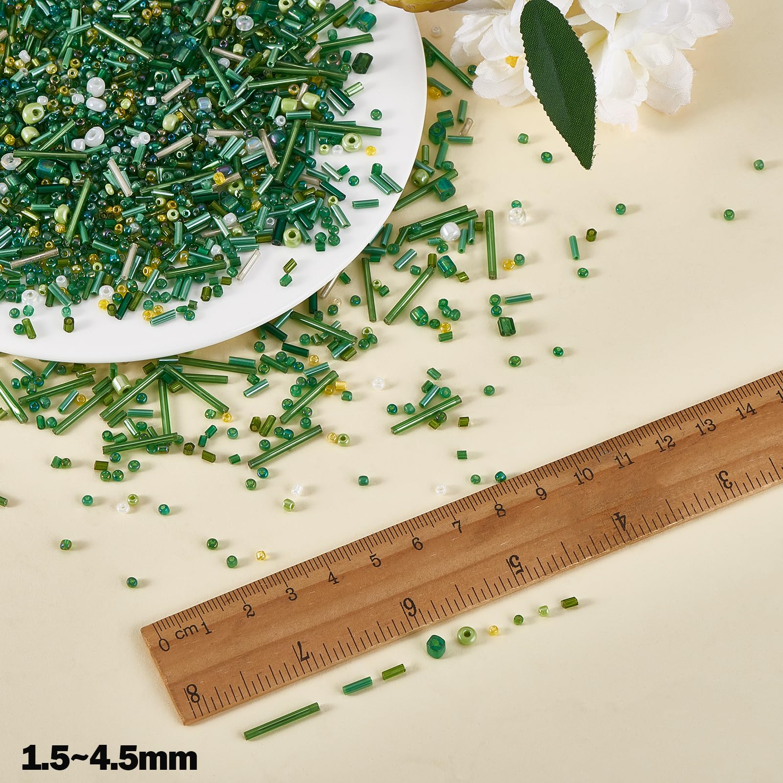 BEEFLYING 1 Pack Assorted Glass Seed and Bugle Beads 1.5-4.5mm Tube Loose Spacer for DIY Jewelry Bracelet Necklace Earring Making (Green) - Image 2