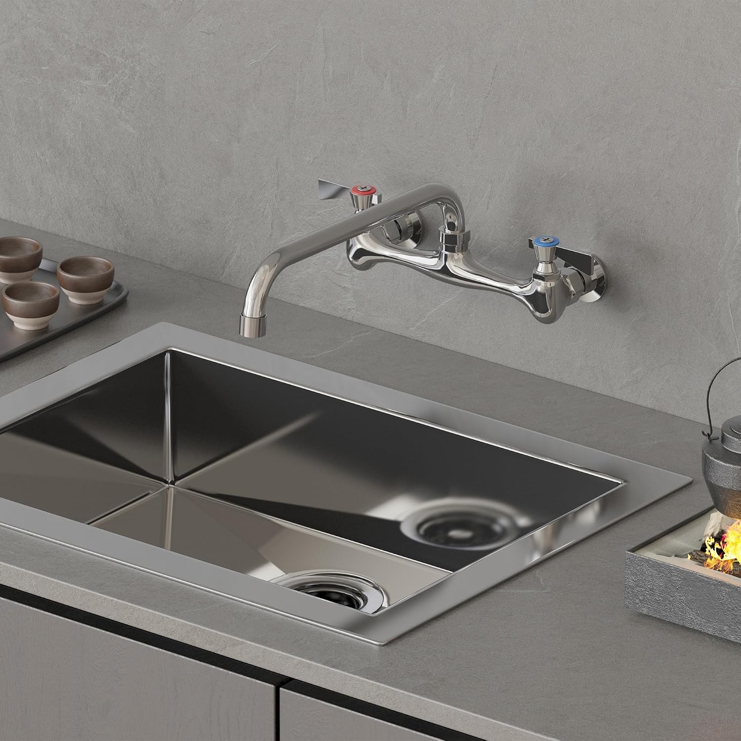 GIMILI Commercial Sink Faucet with 12” Swivel Spout Polish Chrome Utility Sink Faucet for Kitchen, Laundry, Restaurant, Industrial, Compartment Sink