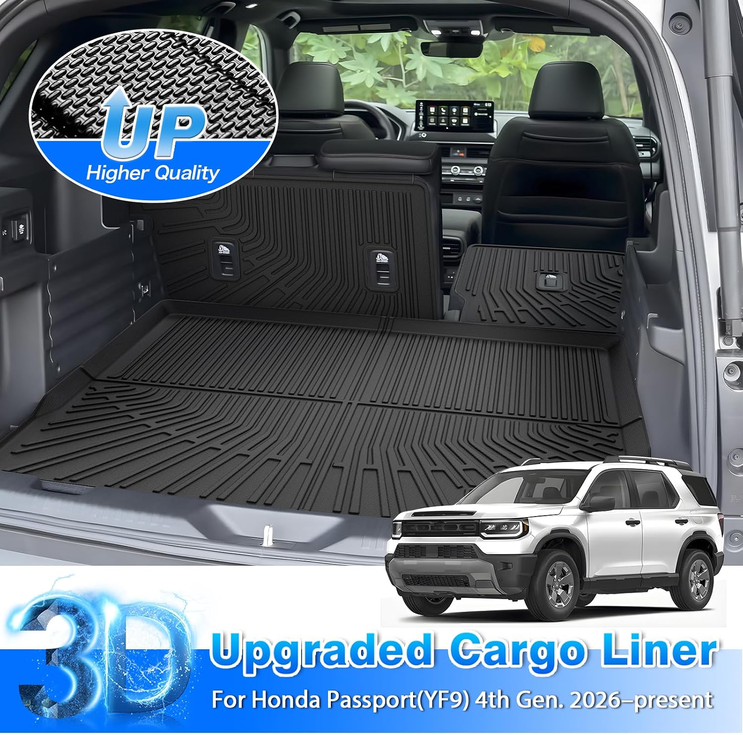 Passport Cargo Liner - Trunk Mat for Honda Passport 2026, All Weather Cargo Mat for Passport Accessories, Heavy Duty Car Mats, Car Accessories