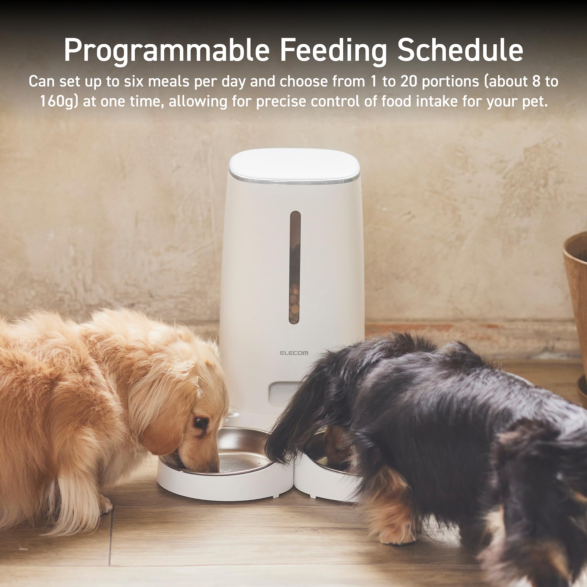 ELECOM Automatic Pet Feeder for Cats and Dogs, 4L Capacity, Programmable Timer, Portion Control, Voice Recording, Auto Cat Feeder w/Freshness Preserve, Up to 6 Meals Per Day (Two Tray) - image 2