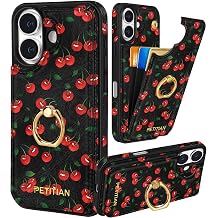 Petitian for iPhone 17 Wallet Case for Women, Cherry