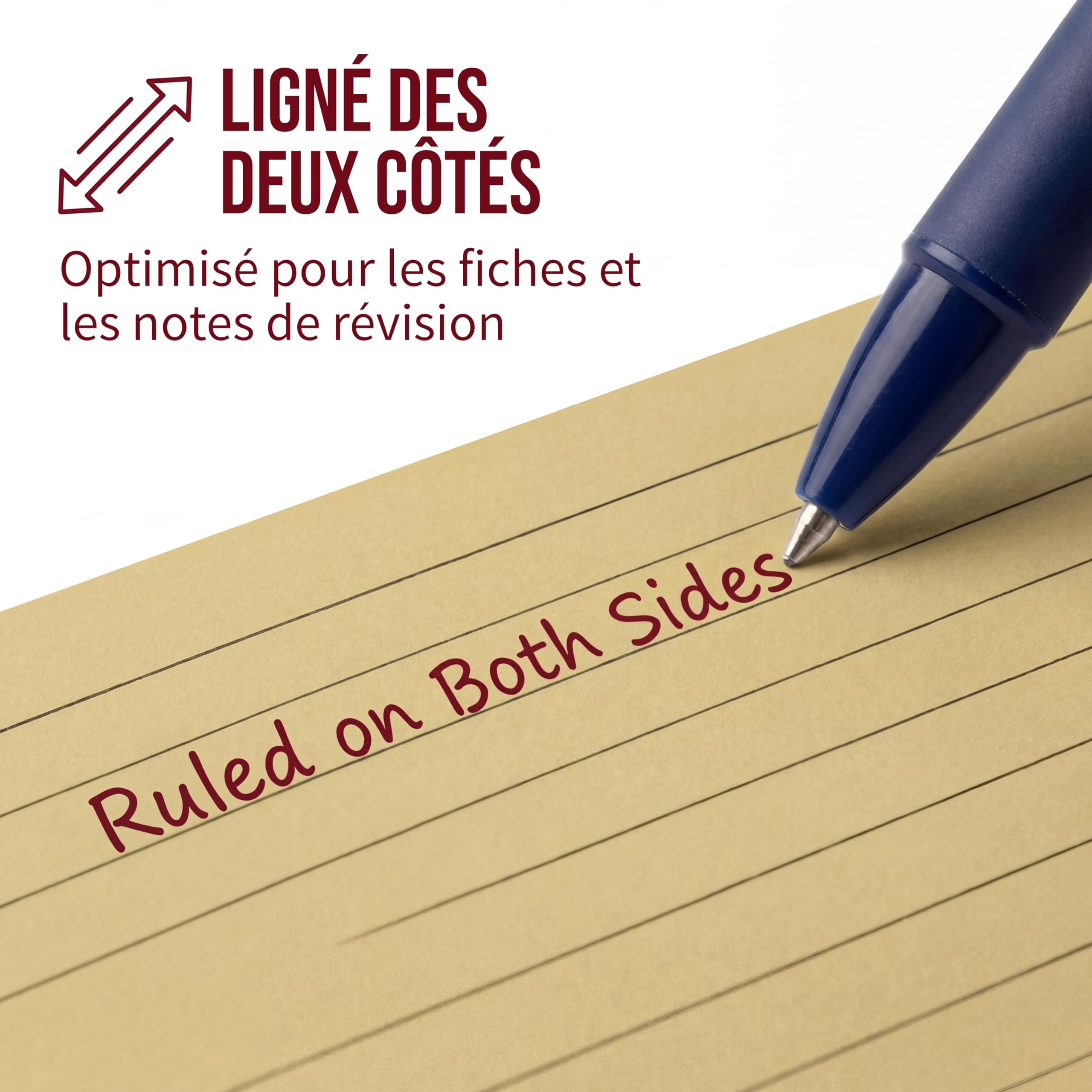 The Paper Shop Fiches de Révision A7 Couleur Lignées - Fiches Bristol Flash Cards (1000 Fiches) | Cartes Mémoire pour École & Révisions | Index Cards Flashcards 12,7 x 7,6 cm - 1000 Fiches