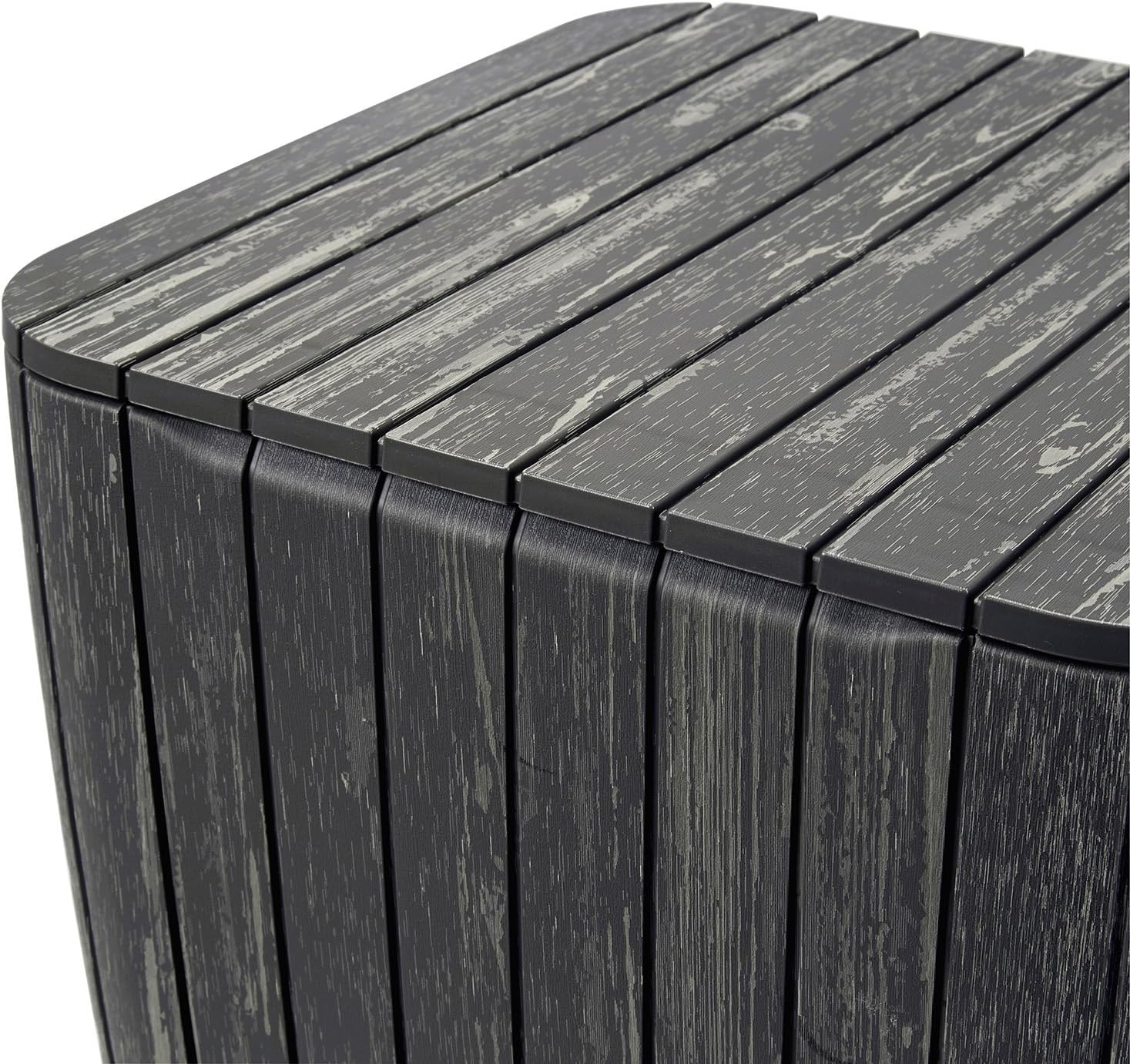 Keter Luzon Patio Side Coffee Table Outdoor Furniture Durable Resin Plastic Realistic Wood Look, Graphite : Everything Else