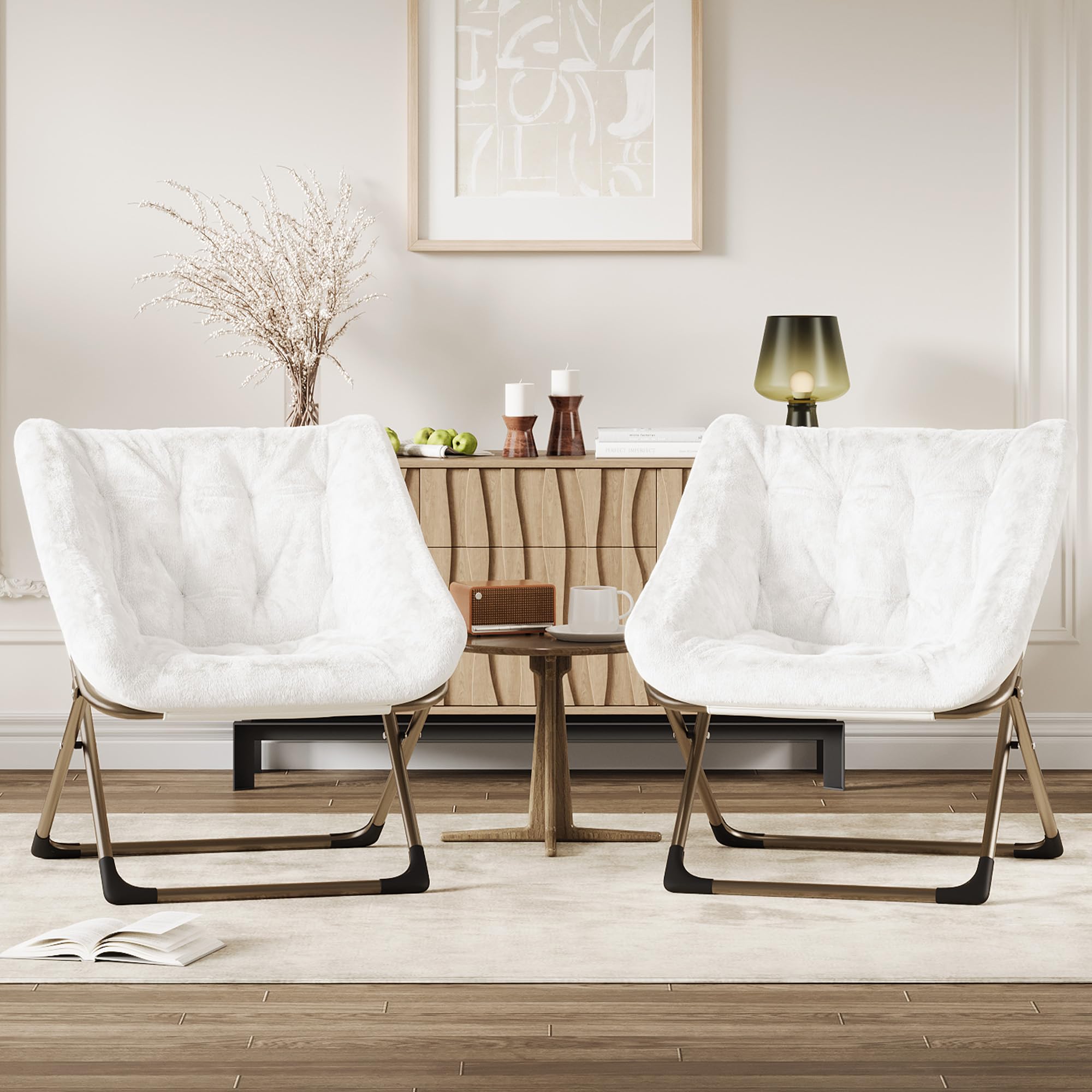 Sillon Plegable Sillon Para Salon Dormitorio Relax Moon Silla Portátil Sillons De Lectura De Metal, Estructura De Acero y Piel Sintética Suave Reposacabezas Alto Respaldo Alto Capacidad 136 Kg Peluche