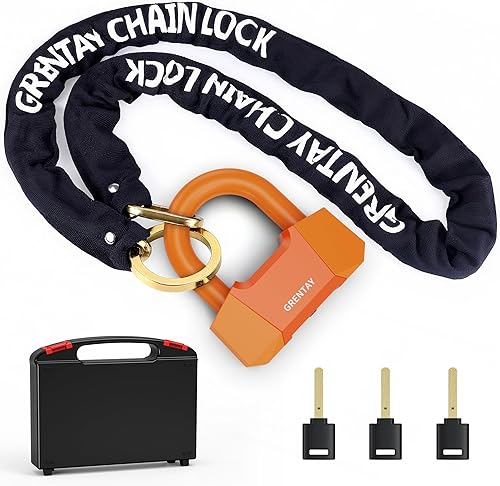 Candado de cadena de bicicleta de 5.18 pies 3T de acero antirrobo, bloqueo en U de alta calidad de 0.689 in de grosor, cadena resistente 3 llaves