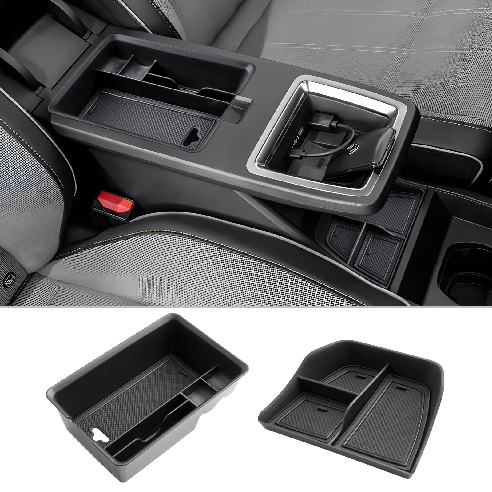 CDEFG Compatible avec Renault Megane E-Tech/Scenic E-Tech 2022-2025 2026 Accoudoir + Console Centrale Organisateur Boîte de Rangement Megane E-Tech Rangement E-Tech 2024 Accessoires