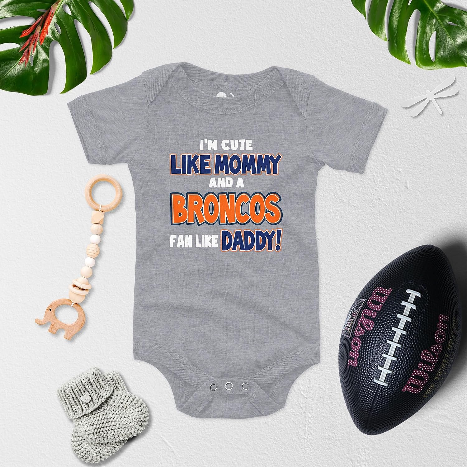 NanyCrafts Baby's I'm Cute like Mommy and a Broncos Fan like Daddy Bodysuit