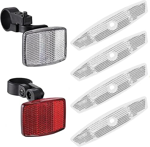 VICDUEKG - Juego de 6 reflectores de bicicleta delanteros y traseros, reflectores de radios de rueda de bicicleta, reflectores de advertencia de