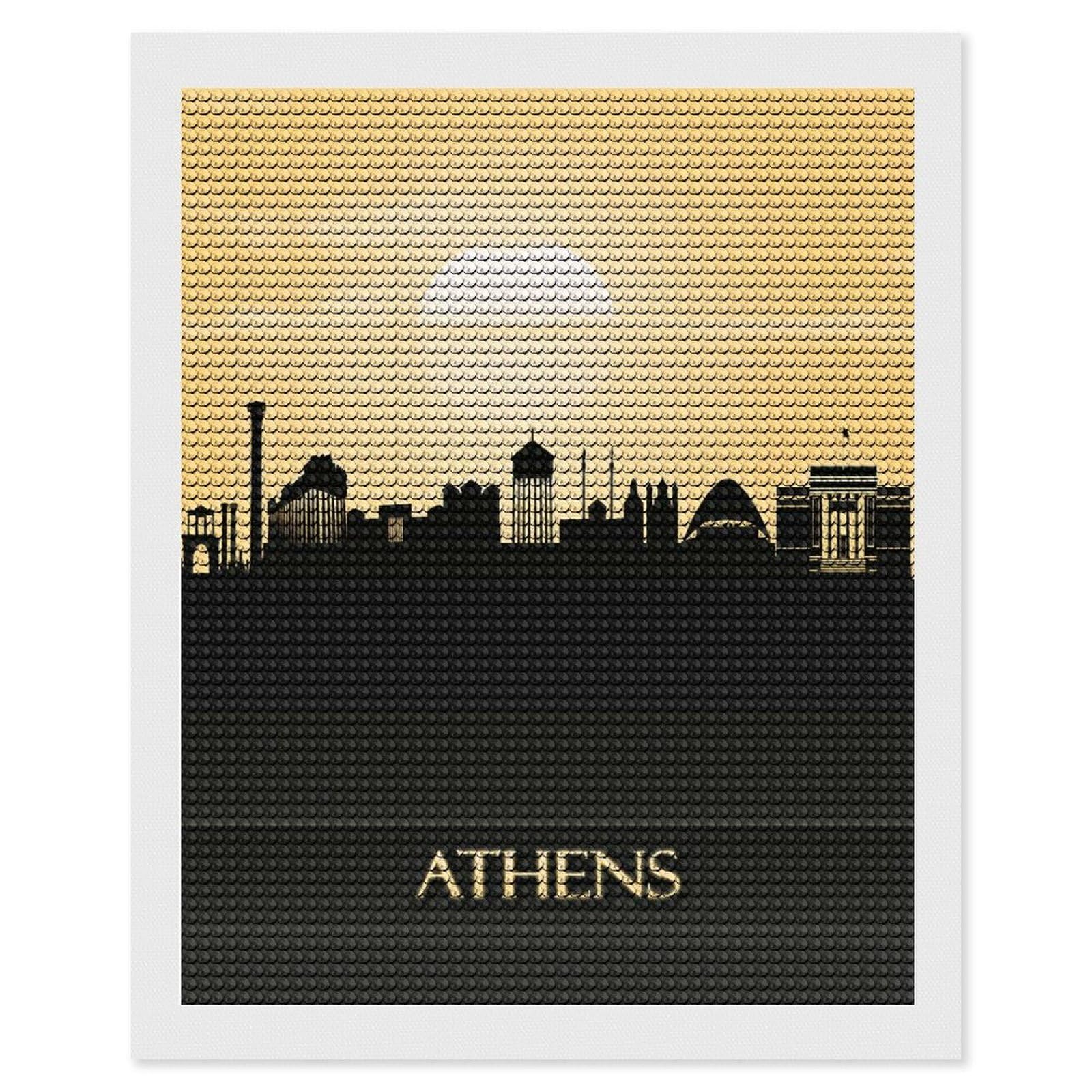 Junmoney Athens City Skyline Diamond Painting Kit 16"x20", Easy Handmade Project, Cosy Home Accent, for Craft Lovers, Holiday Gift Idea