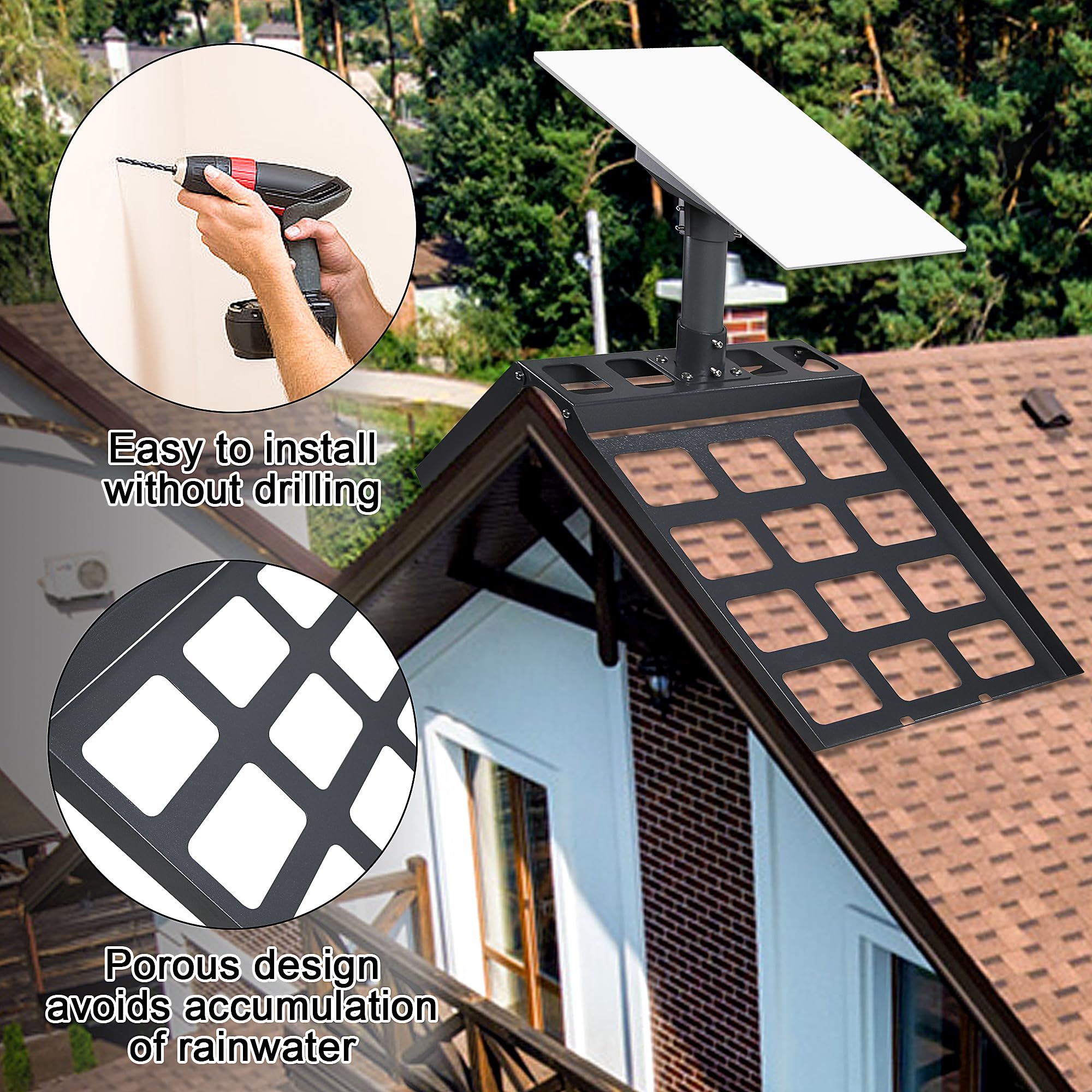 Starlink Support de toit rotatif à 360° Starlink Gen 3, convient pour V3 Starlink Standard Dish, aucun perçage nécessaire, matériau en alliage d'acier, noir