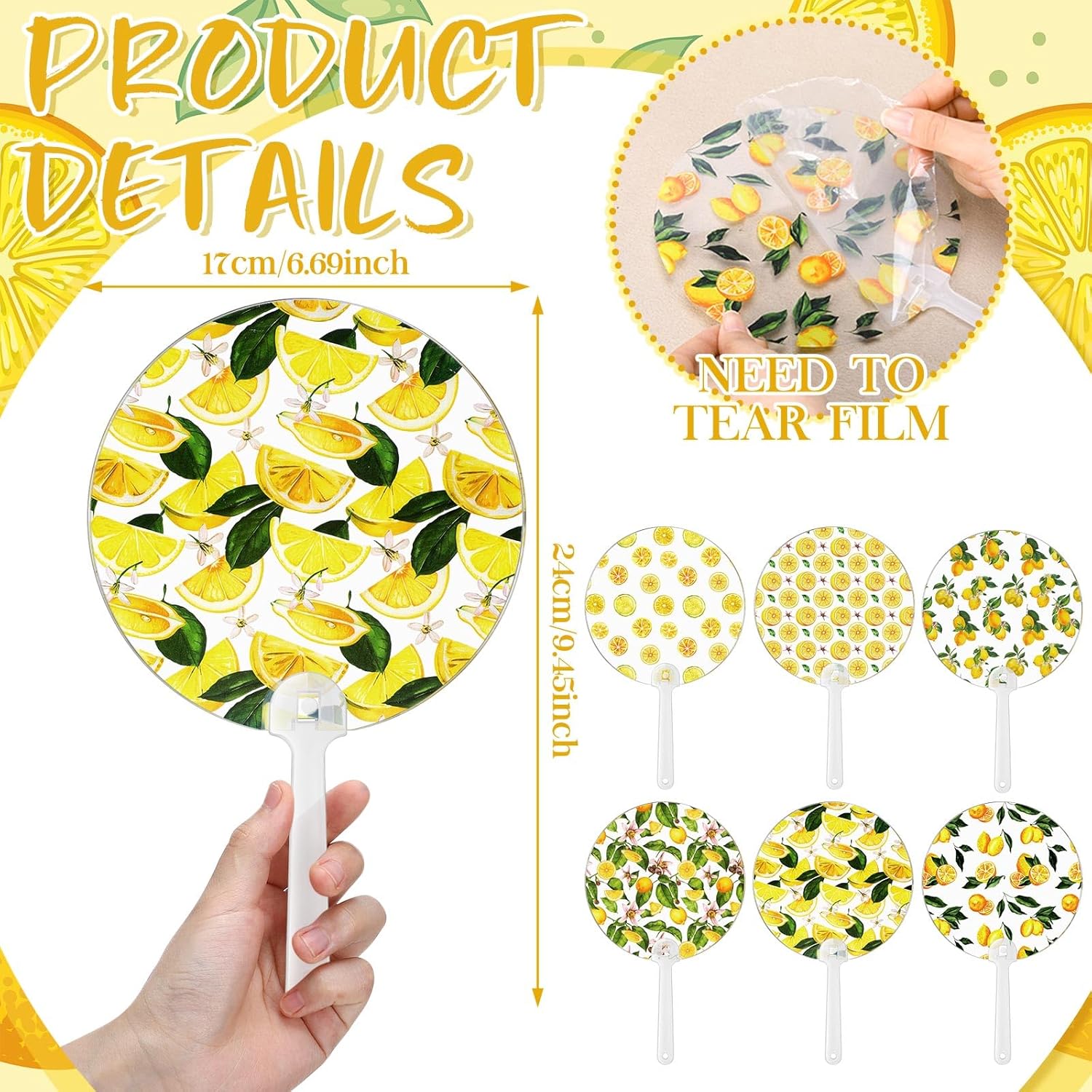 Roowest 48 Pcs Transparent Wedding Fans Acrylic Bridal Shower Handheld Favor Fans for Guests Summer Wedding Bridesmaid Gift for Hot Outdoor Ceremony Baby Shower(Lemon)