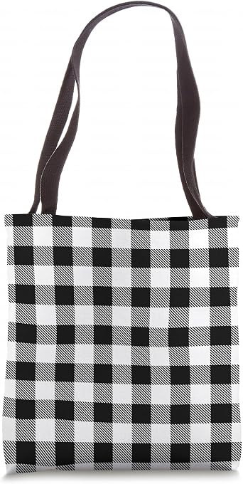 Buffalo Check Classic lumberjack Vintage Black White Plaid Tote Bag