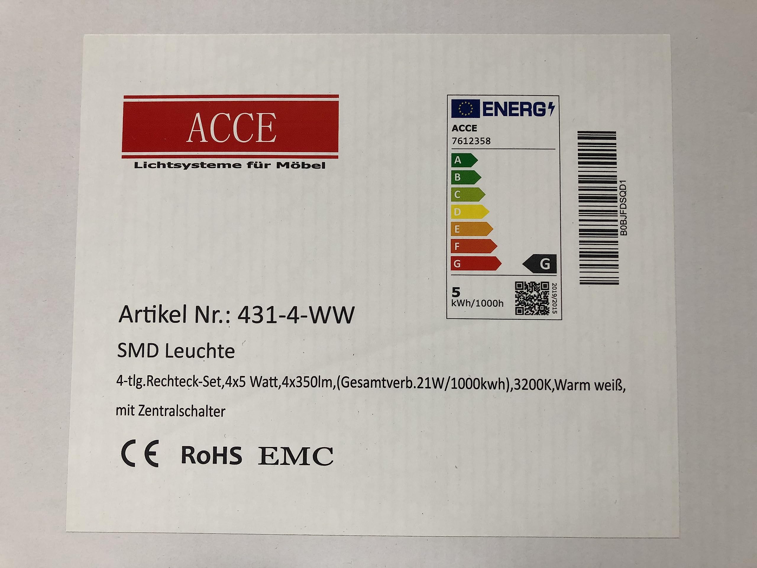 ACCE spots LED ultra fins avec corps en aluminium - Pour meuble ou cuisine - Avec convertisseur (blanc chaud, Lot de 5)