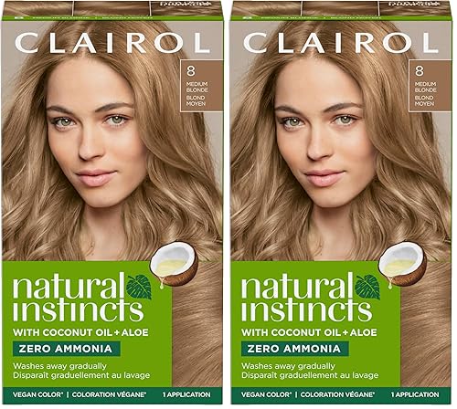 Clairol Natural Instincts - Tinte semipermanente para el cabello, rubio medio, tono 8, paquete de 2