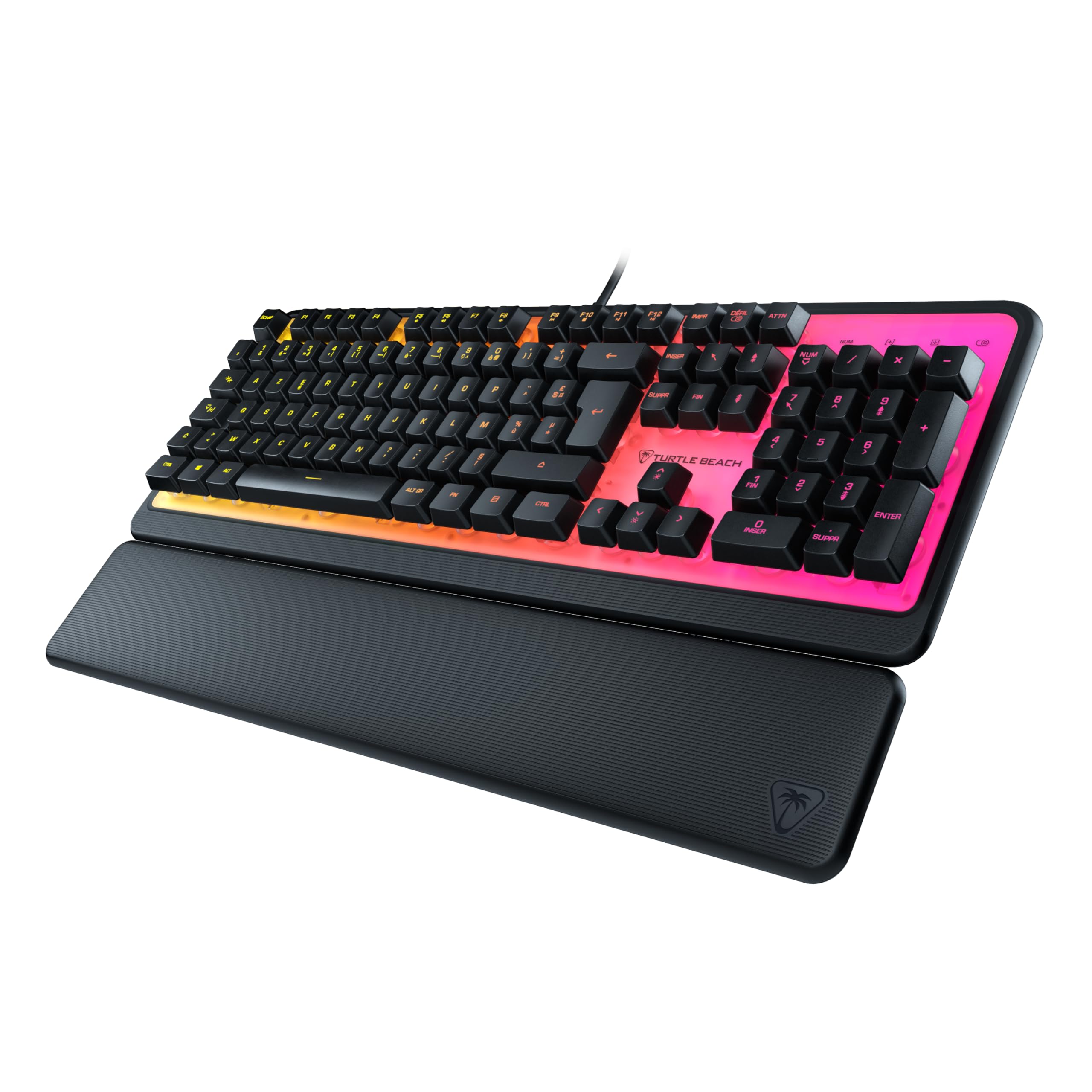Turtle Beach Magma Membrana RGB Keyboard do gier z klawiszami membranowymi, zaawansowana ochrona przed duchem, konfigurowalne oświetlenie RGB, odłączana podstawka pod dłonie - czarna