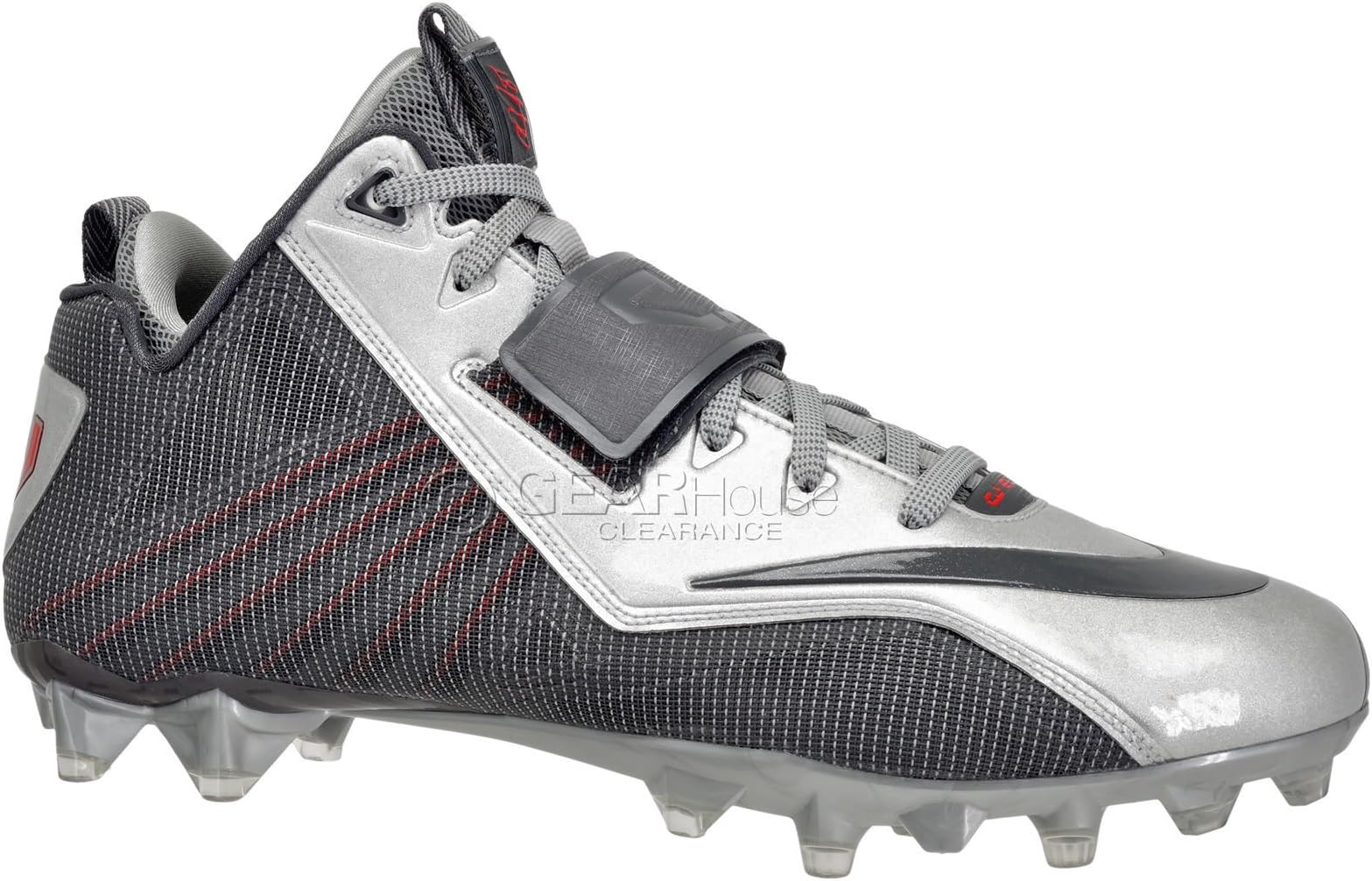 Nike Men’s CJ Elite 2 Td Football Cleats (Size 12.5) Grey Silver & Red 678119-006