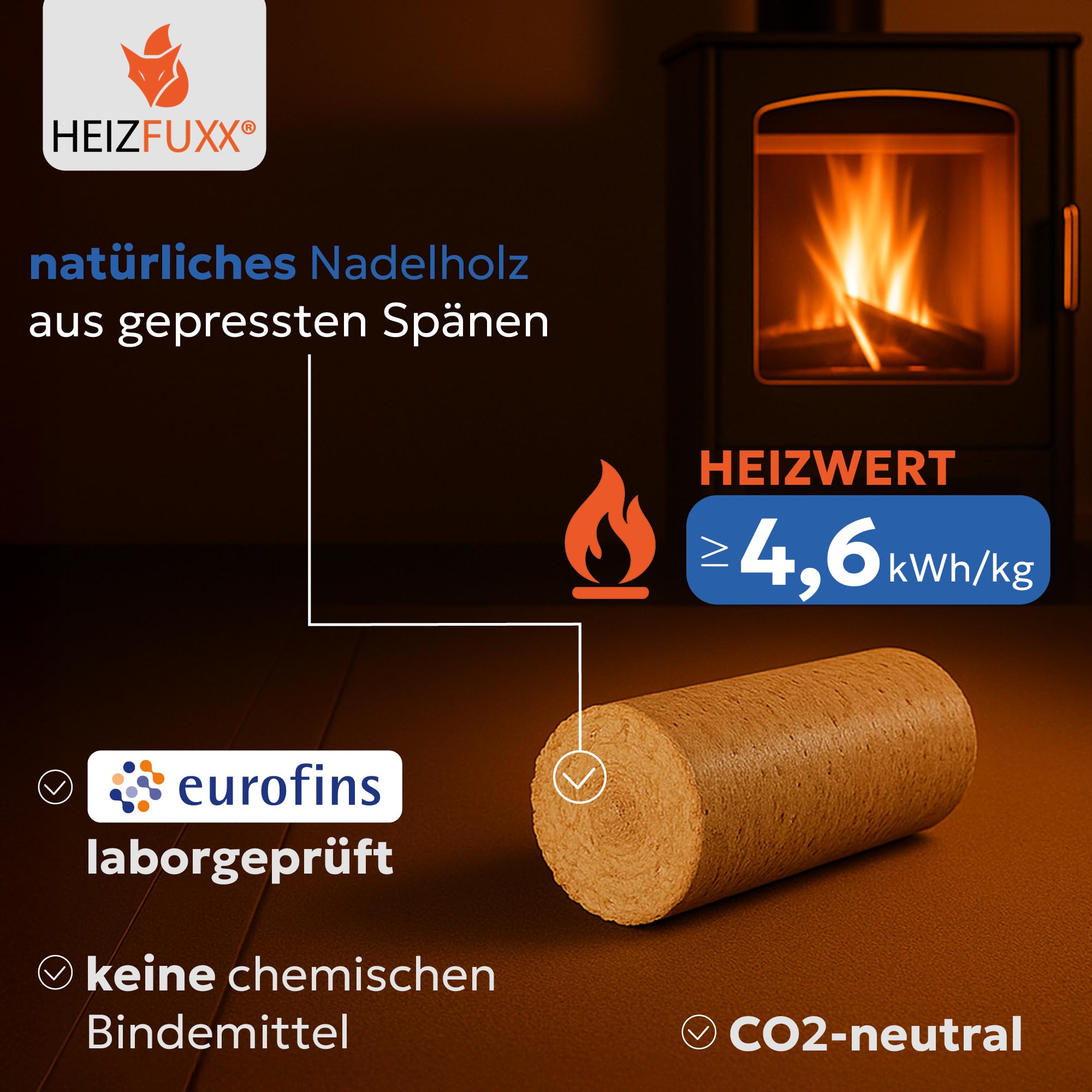 Holzbriketts Nestro XL Blue - Weichholzbriketts Palette 960 kg (96x10 kg) - Premium Briketts für Kamin, Heizkessel & Ofen - Hoher Heizwert, geringer Aschegehalt & maximale Energieausbeute