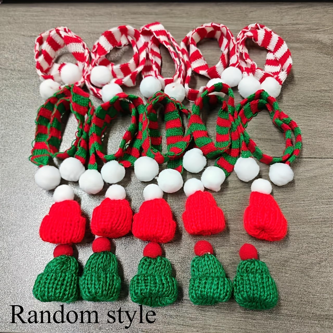 20 Pcs Mini Knit Doll Hats and Scarves Decor Mini Santa Hat for Craft DIY for Valentine‘s Day Winter Wine Bottle Gifts
