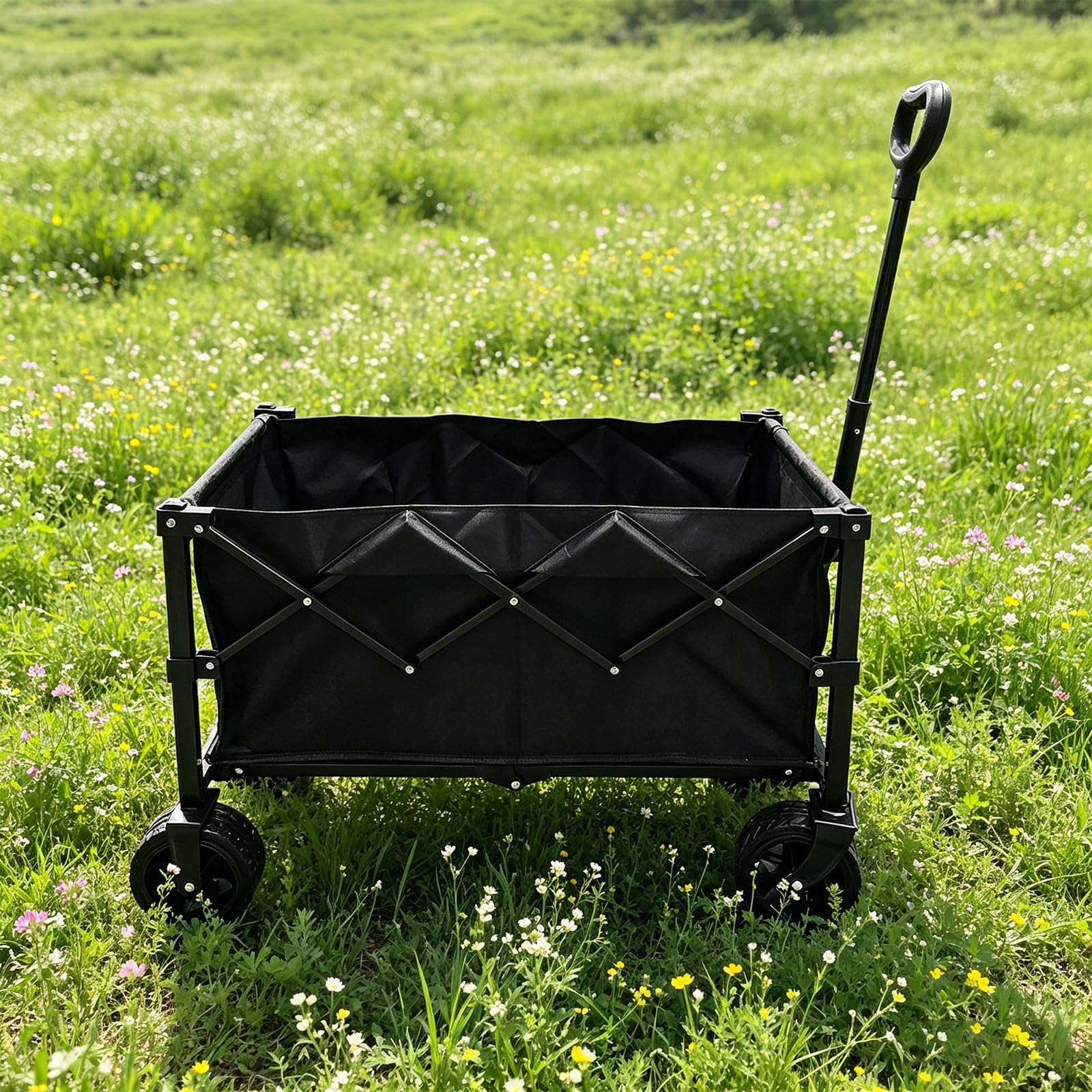Carrello pieghevole 180 kg, carrello da spiaggia pieghevole con pneumatici | Carrello da spiaggia compatto fuoristrada, tessuto Oxford rimovibile, manico regolabile, per campeggio, giardino, shopping