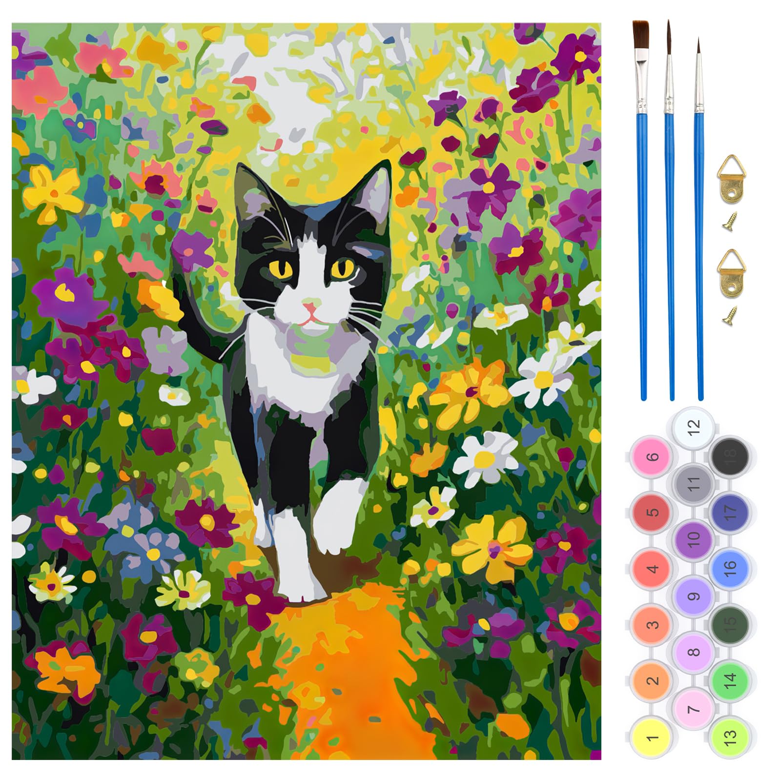 Kit Pittura A Numeri Per Adulti - Tela 40x50 Cm, Vernici Acriliche, Motivo Animali Giocosi, Per Principianti, Regalo Per Natale/compleanno