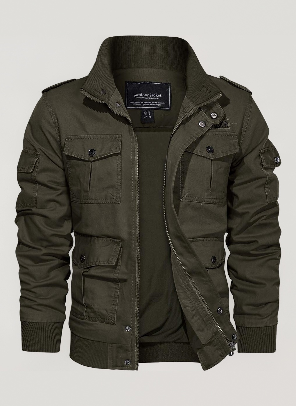 – Men's Casual Cotton Military Bomber Jacket Winter Outerwear Windbreaker Cargo Jacket Multi Pockets