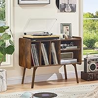 Vista 9 de Lerliuo Soporte para Tocadiscos con 4 Gabinetes que Sostiene Hasta 220 Álbumes, Soporte Grande para Tocadiscos con Patas de Madera de Haya, Mesa
