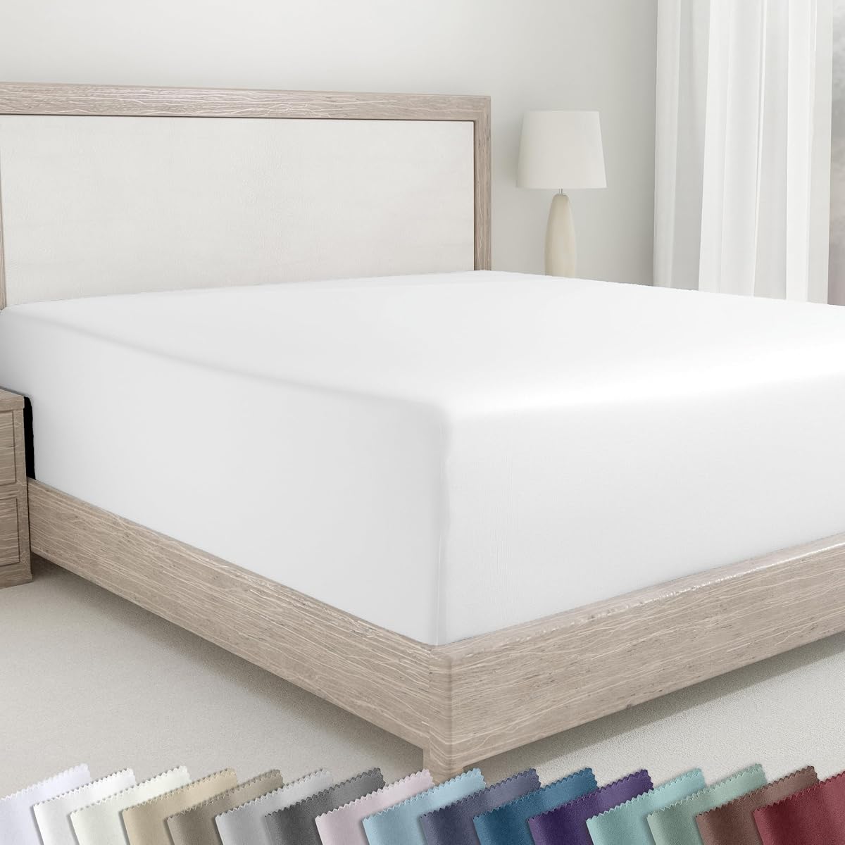 California Design Den 100% Cotton Sateen Queen Size Fitted Sheet, White | 400 Thread Count Backed by Good Housekeeping Seal, 16" Deep Pocket, All-Around Elastic, No-Pop Fit, Durable, OEKO-TEX