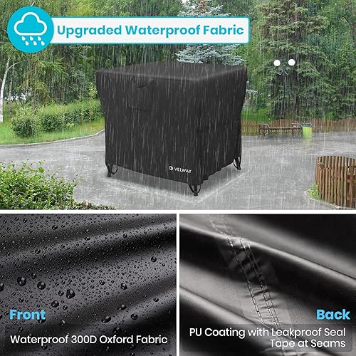 Miniatura 3 de Velway Cubierta cuadrada para fogata de gas para exteriores, resistente, para patio, para 26-32 pulgadas, impermeable, resistente al viento,
