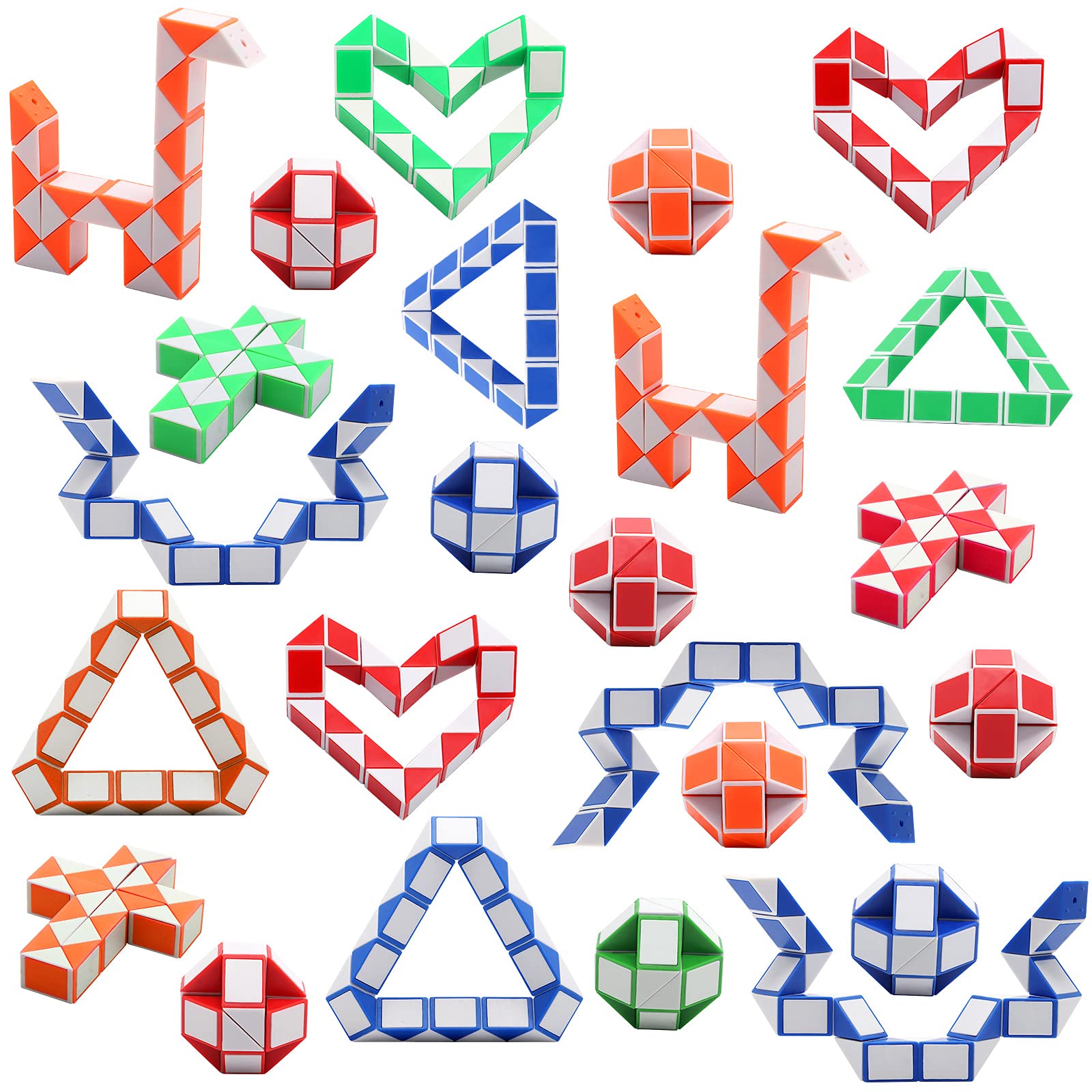 Yeetec 24 Pack 24 Blocks Magic Speed Cubes, Mini Snake Cube, Mini Plastic Puzzle Cube Toy for Kids Party Bag Fillers, Party Supplies, Random Color