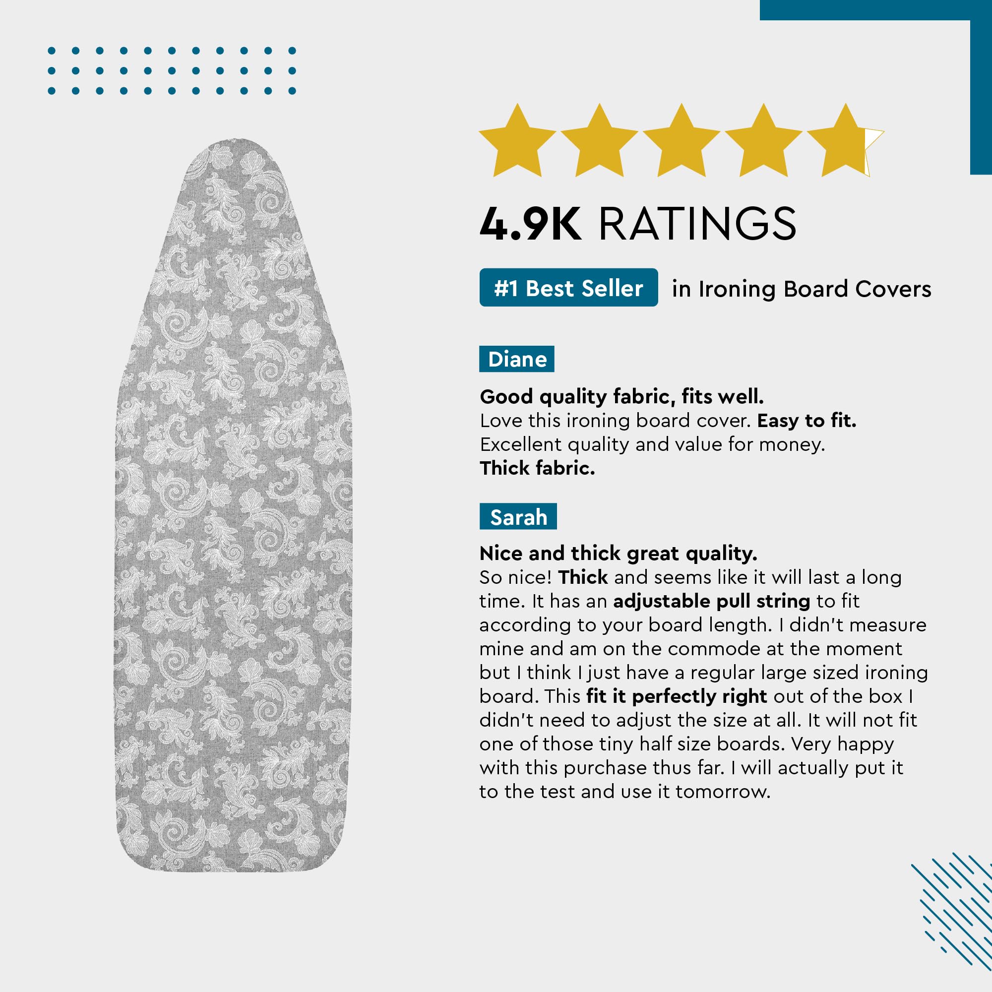 Encasa XO Iron Board Cover - Heat Resistant & Secure -3