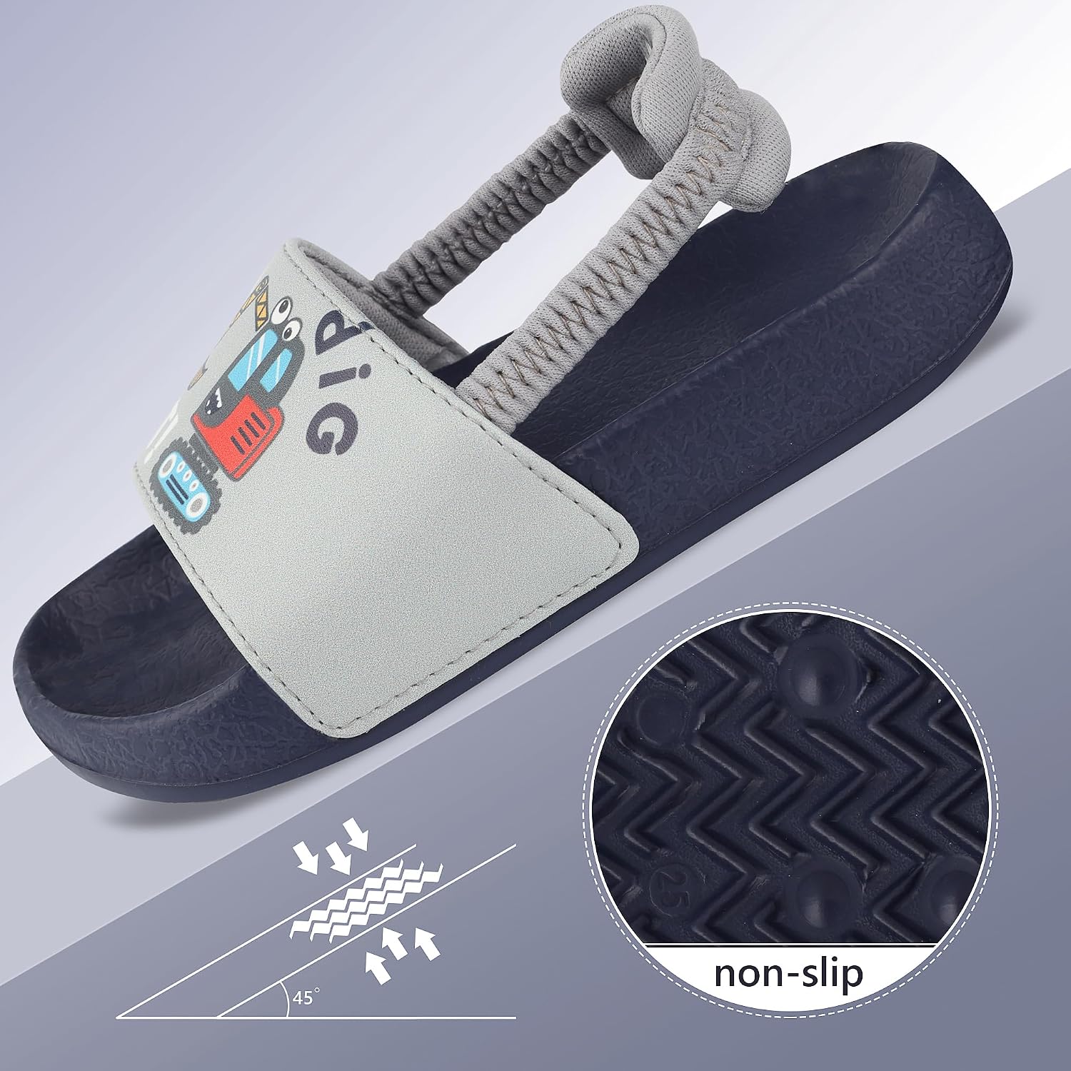 Kids Flip Flops Sandals Toddler Boys Girls Sequin Slides Shower Beach Pool Shoes Slip on Summer Slippers with Back Strap
