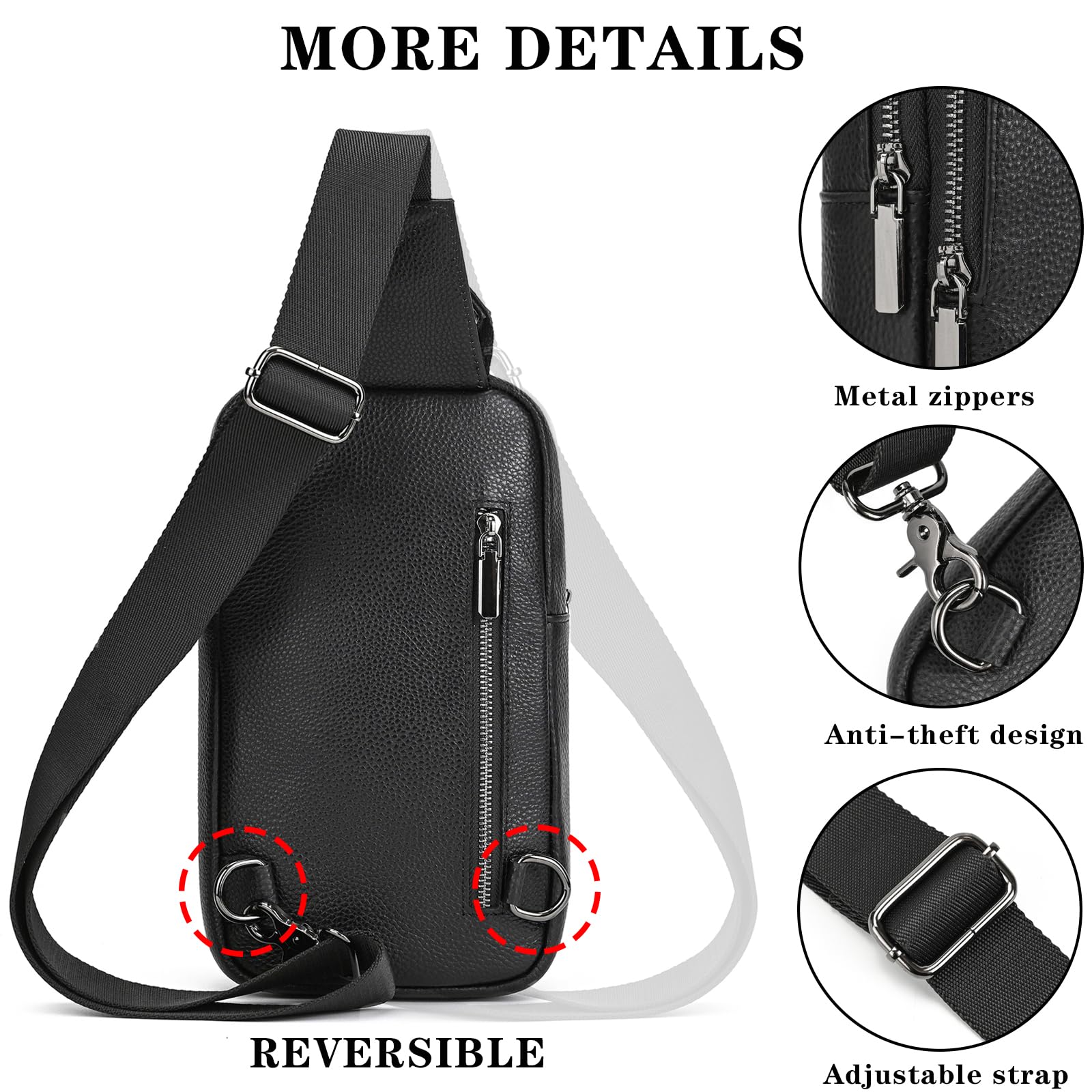 Leder Brust Tasche Männer Leder Umhängetasche Business Freizeit Crossbody Tasche Reise Arbeit kleine Handtasche, 9339 Schwarz